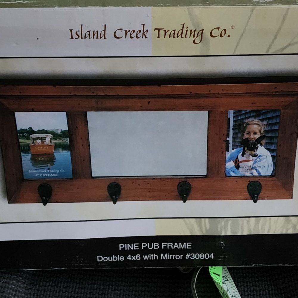 Island Creek Trading Co Pine Pub Frame & wall hooks with photos decor home